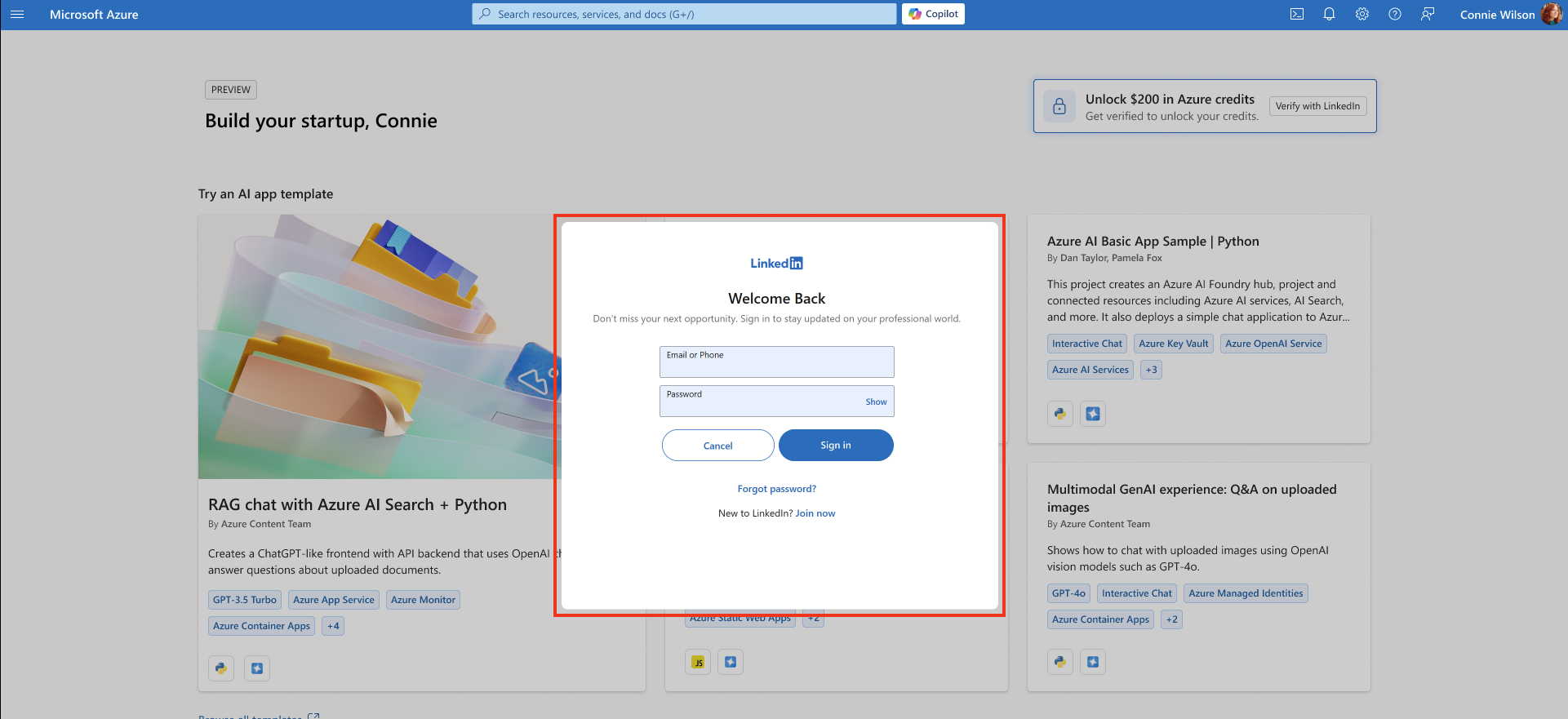 Captura de pantalla del cuadro de verificación LinkedIn.