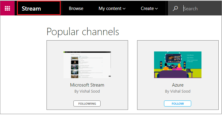 Captura de pantalla que muestra Stream botón.
