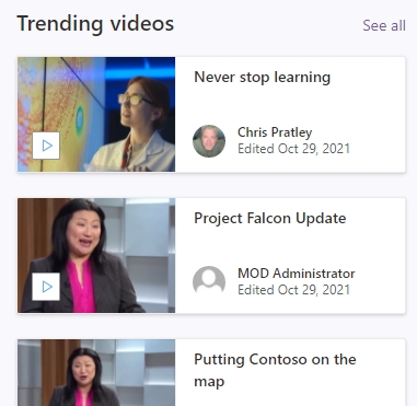 Lista de vídeos de tendencias de la barra lateral del ejemplo de sitio del portal de vídeo