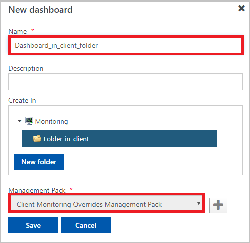 Captura de pantalla de las selecciones para crear un nuevo panel.