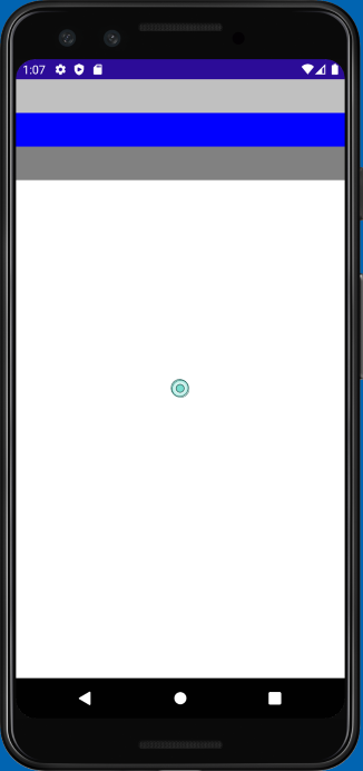 Captura de pantalla que muestra tres cuadros apilados verticalmente en la parte superior de la pantalla en un dispositivo Android.
