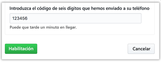Captura de pantalla de un código SMS.