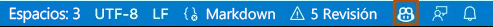 Captura de pantalla del icono de estado de GitHub Copilot en el panel inferior de la ventana de Visual Studio Code. El color de fondo coincide con el de la barra de estado cuando está habilitado.