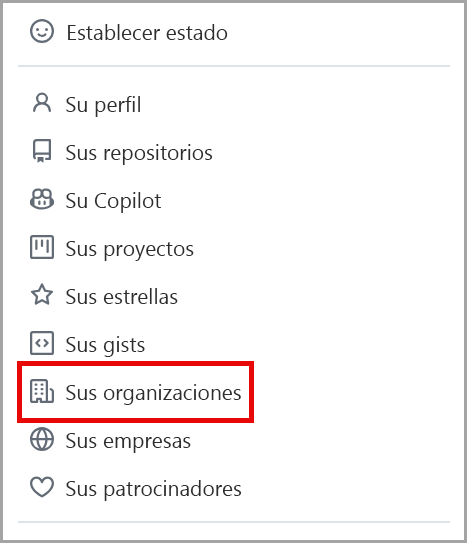 Recorte de pantalla del menú desplegable del perfil.