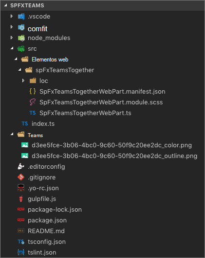 Recorte de pantalla del proyecto de SharePoint Framework.