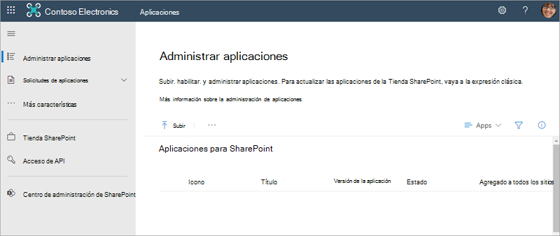 Captura de pantalla del catálogo moderno de aplicaciones.