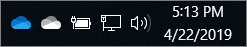 Icono de nube de OneDrive en el área de notificación de la barra de tareas de Windows.