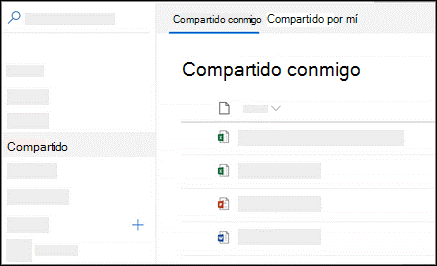 OneDrive proporciona una forma de buscar archivos que han compartido los usuarios y que han compartido con ellos; en el panel de navegación izquierdo, seleccione Compartido.