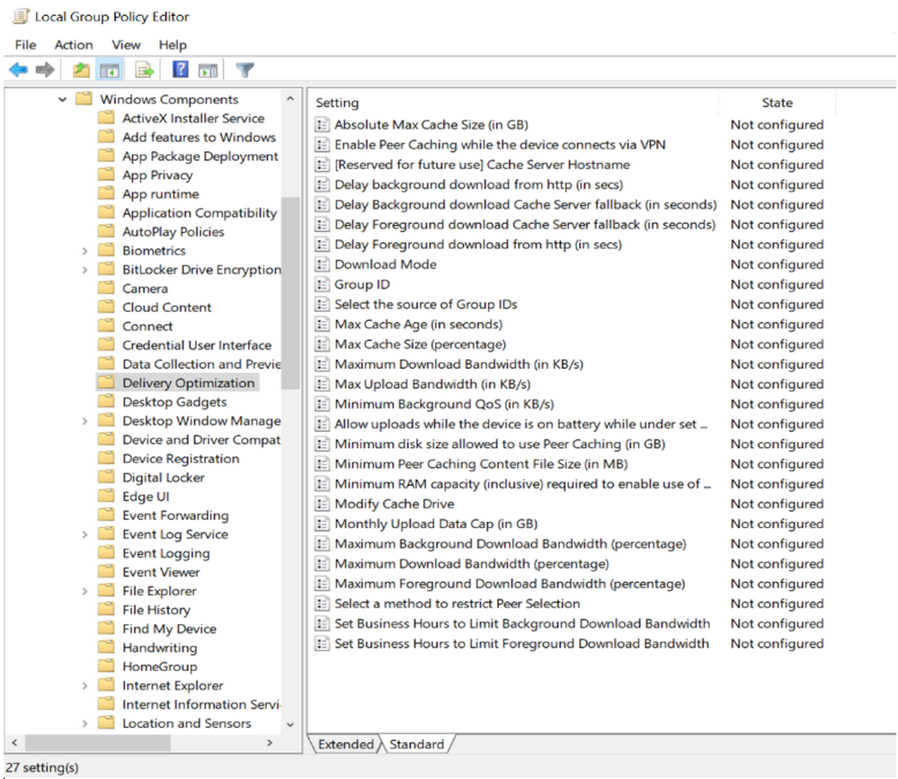 Configuración de optimización de entrega