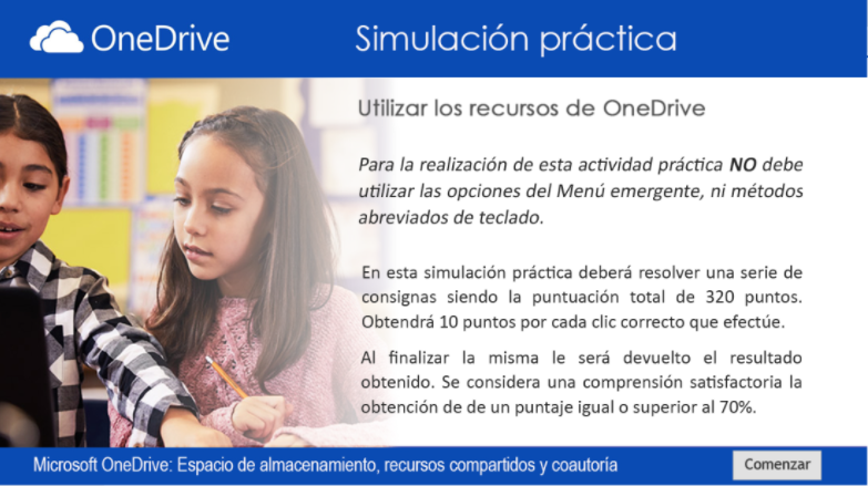 captura de pantalla de Simulación Practica utilizar los recursos de OneDrive.