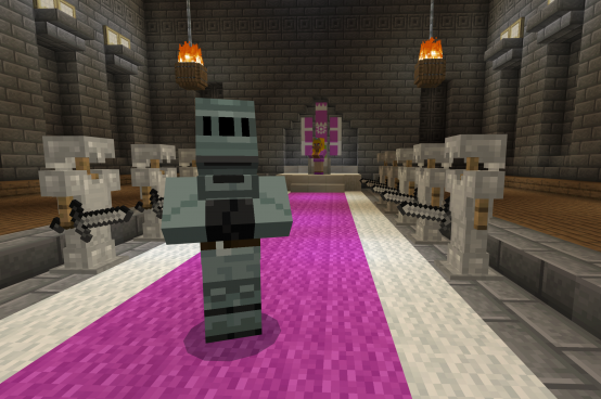 Captura de pantalla del punto de aparición en el mundo de Minecraft Education Mindful Knight.