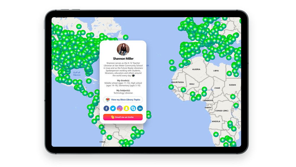 Captura de pantalla del mapa de la comunidad de educadores flip.