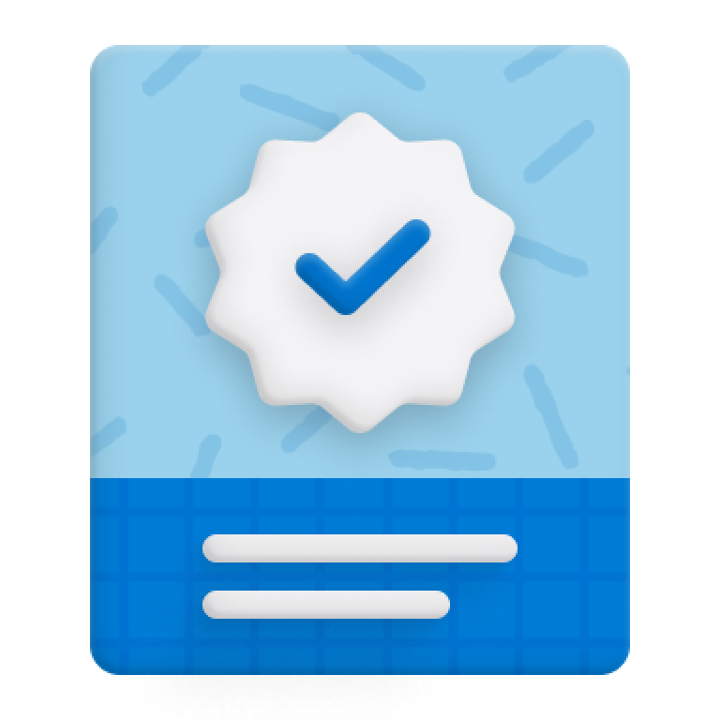 Marca de verificación azul y blanca en un fondo azul