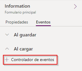 Captura de pantalla de la ventana Agregar controlador de eventos