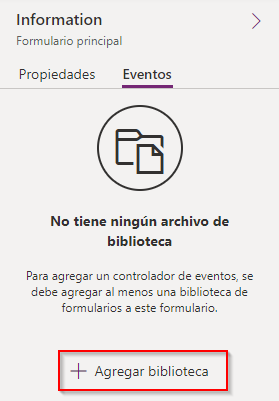 Captura de pantalla del botón de agregar una nueva biblioteca al formulario