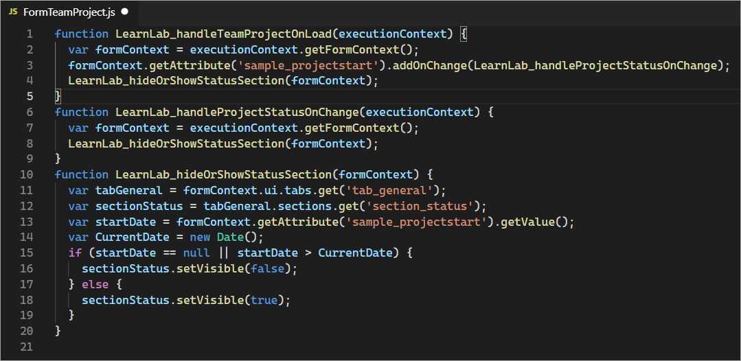 Captura de pantalla de un script de ejemplo