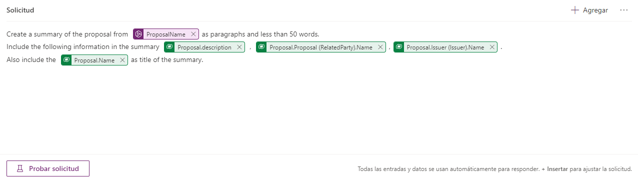 Captura de pantalla de la solicitud