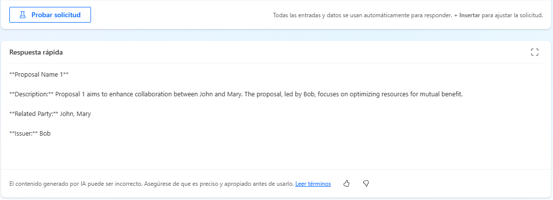 Captura de pantalla de la respuesta de la solicitud