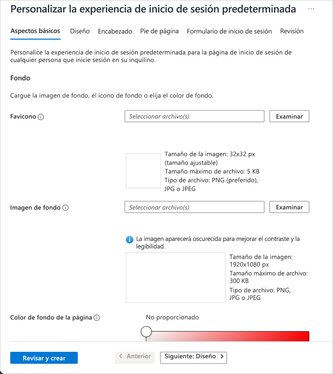 Screenshot that shows the configure company branding form.