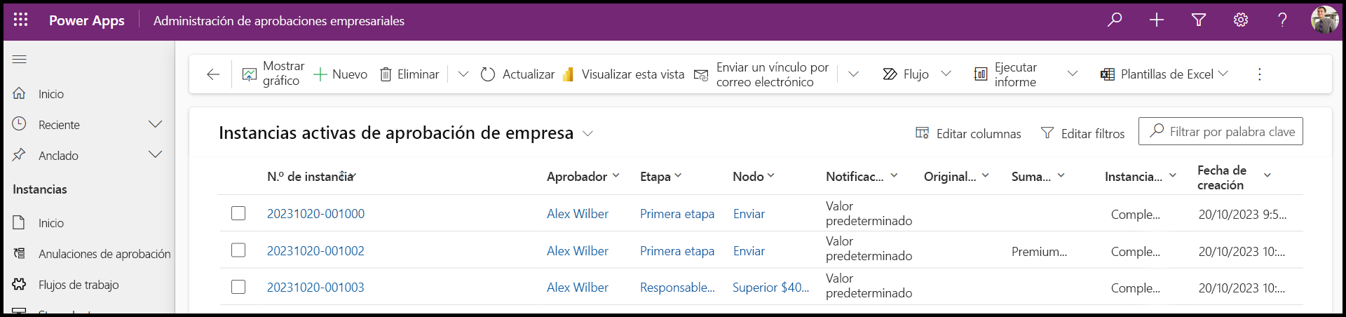 Captura de pantalla de la aplicación 