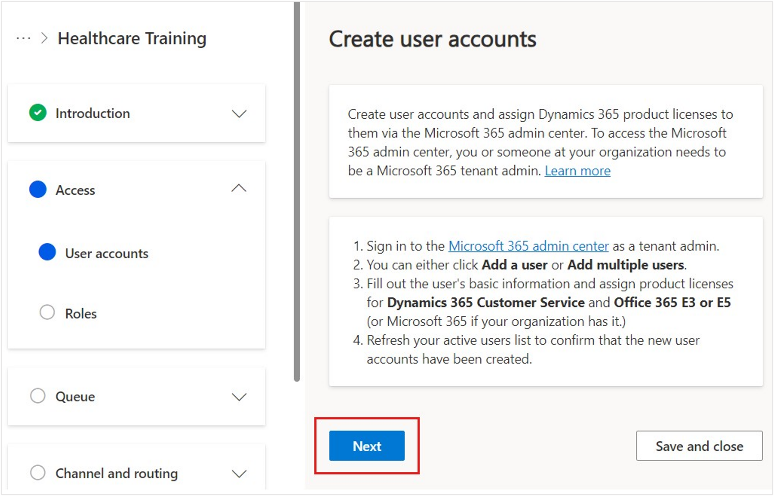 Screenshot of information on creating user accounts.