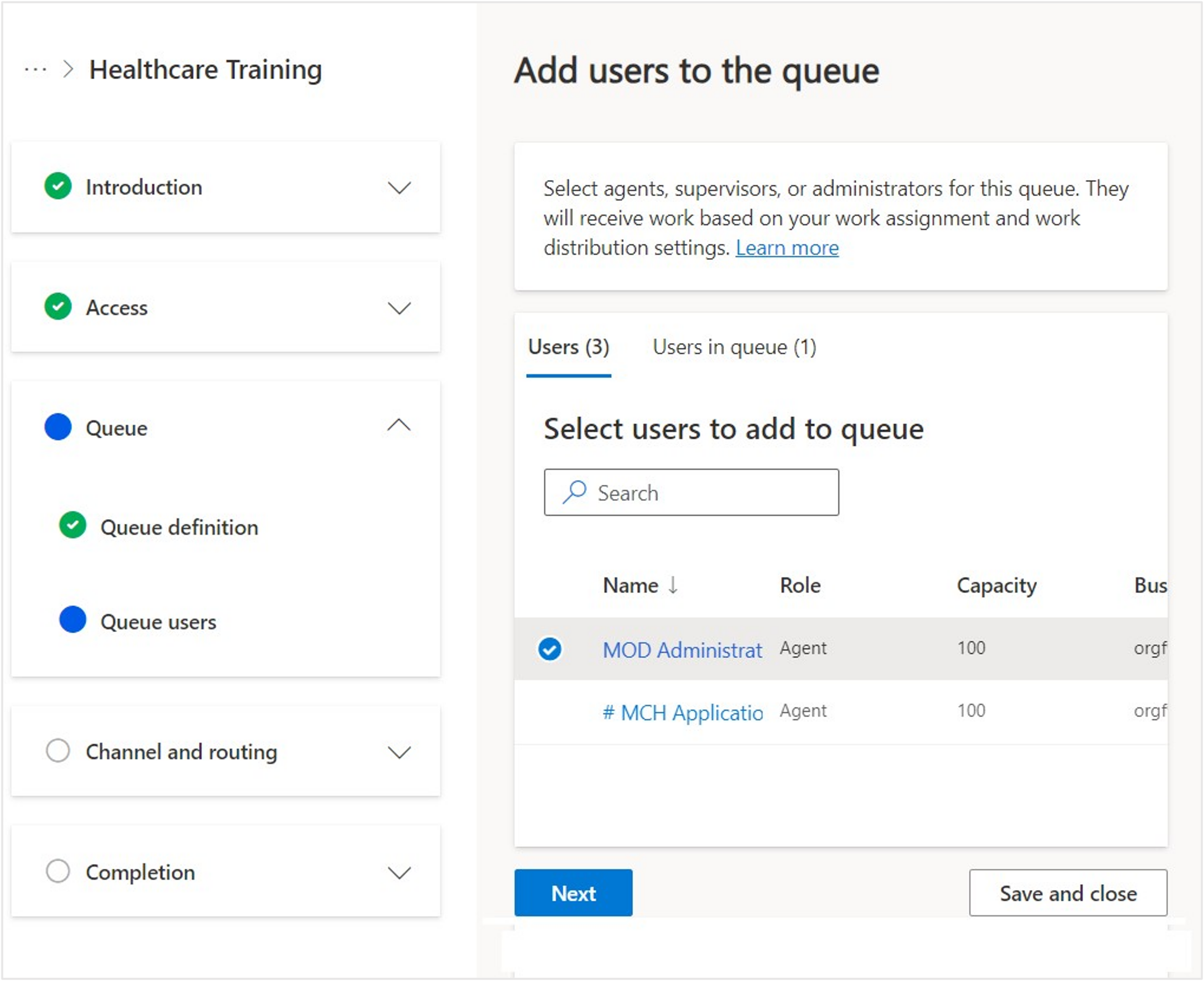 Screenshot of adding your user to the queue.