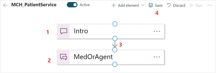 Screenshot of the Intro and Medication statements connected.