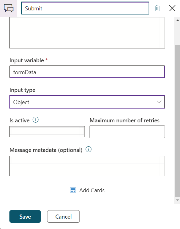 Screenshot of the Prompt screen retitled as Submit.