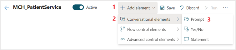 Screenshot of the Prompt, Yes, No, and Statement icons.