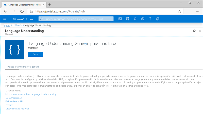 Screenshot of creating an instance of this service.