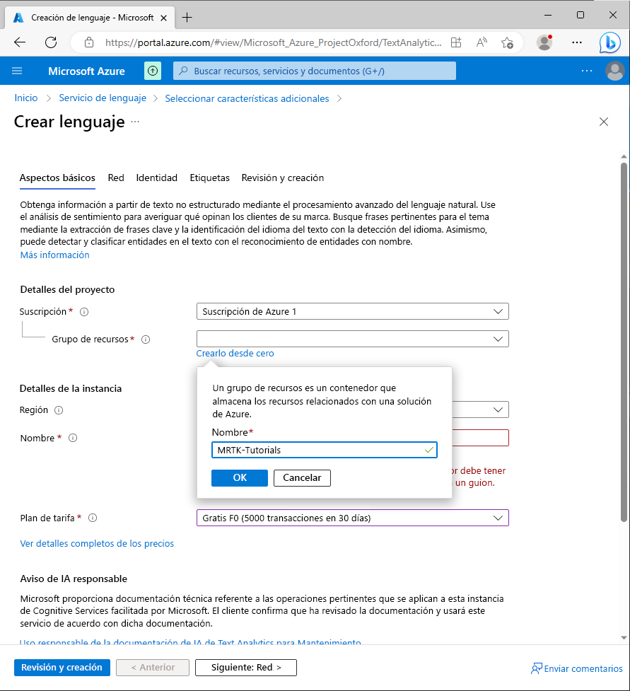 Screenshot of the Create Language screen.