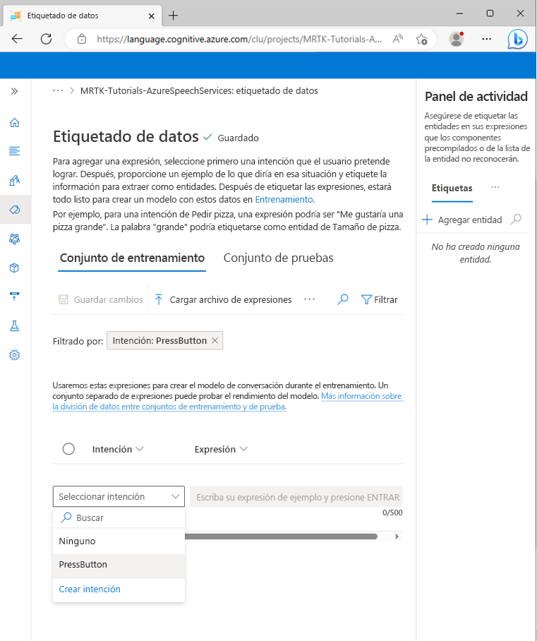 Screenshot of the Data labeling page.