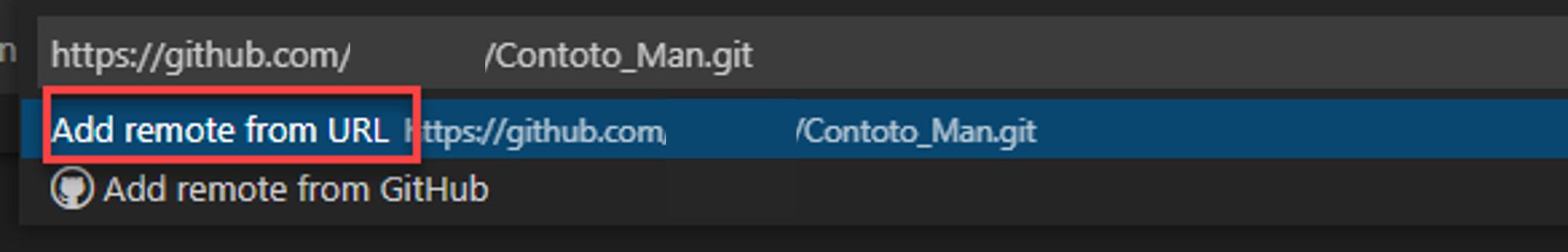 Captura de pantalla del botón Agregar remoto desde URL