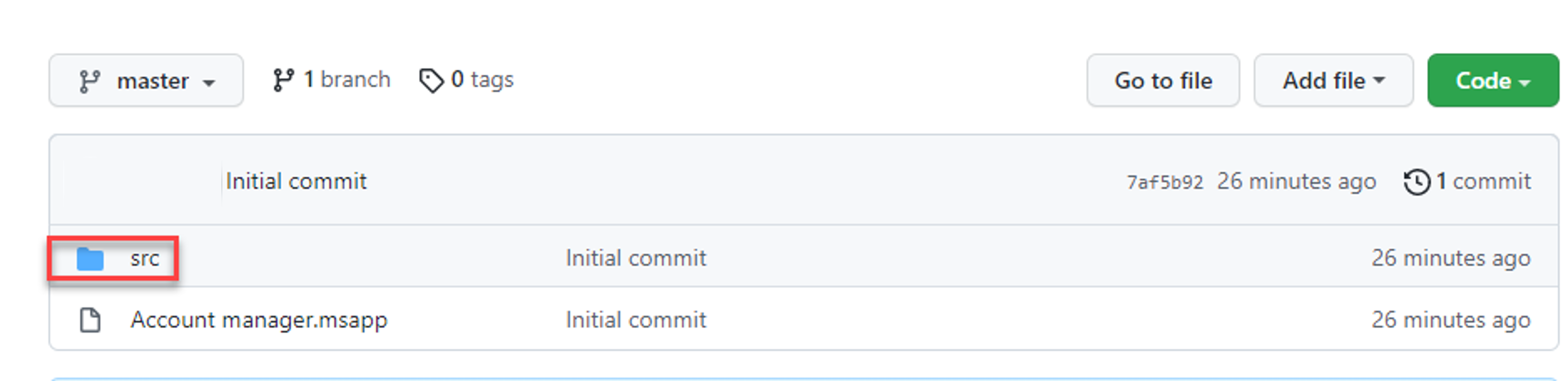 Captura de pantalla la carpeta de repositorio