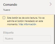 Captura de pantalla que muestra el mensaje descrito en un botón heredado