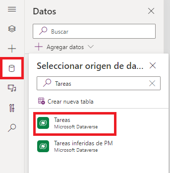 Captura de pantalla con el cuadro de diálogo Agregar datos