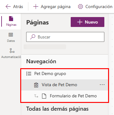 Captura de la pantalla de edición en la que se muestra el formulario seleccionado y el botón Editar para ir al editor de formularios