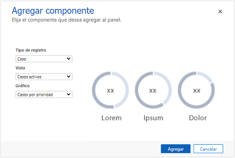 Captura de pantalla de la pantalla Agregar componente con valores establecidos