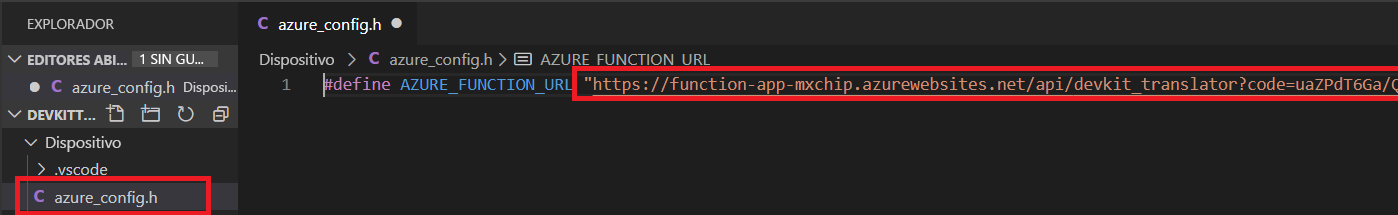 An illustration is showing how to configure Azure function url in the sample project.
