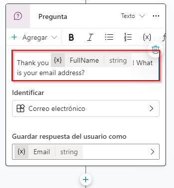 Captura de pantalla del nodo de pregunta actualizado