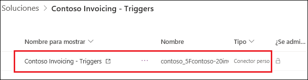 Captura de pantalla de Desencadenadores de facturación de Contoso resaltado