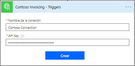 Captura de pantalla del botón para crear la conexión