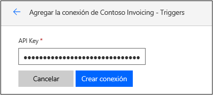 Captura de pantalla del botón Crear conexión