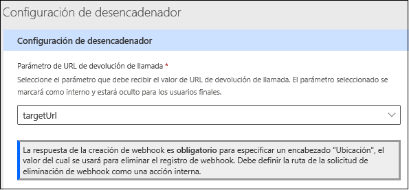 Captura de pantalla de la ventana de confirmación del desencadenador