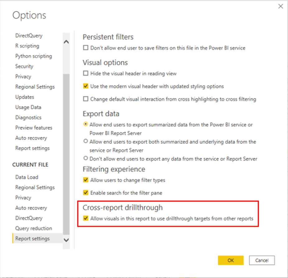 Captura de pantalla de la opción Obtención de detalles de varios informes en la configuración del informe