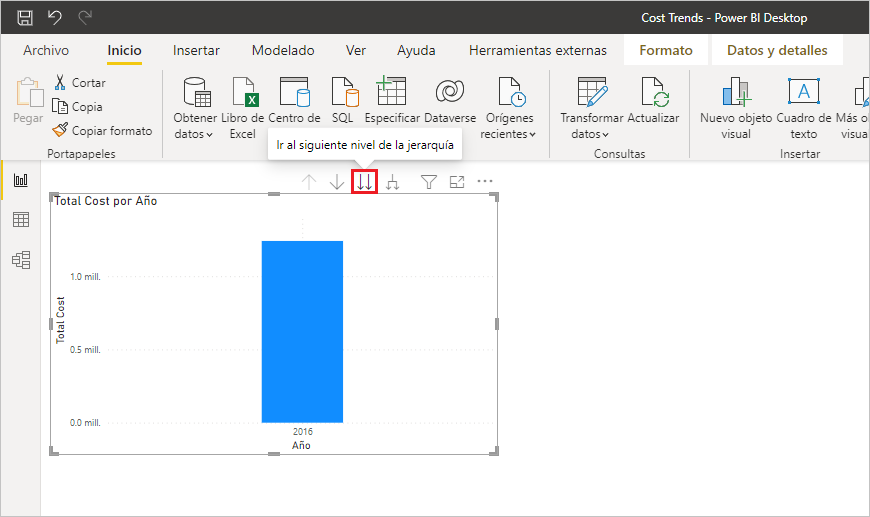 Captura de pantalla del gráfico con el icono
