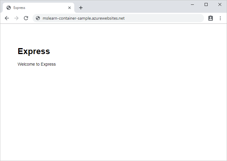 Screenshot of the sample Welcome to Express.