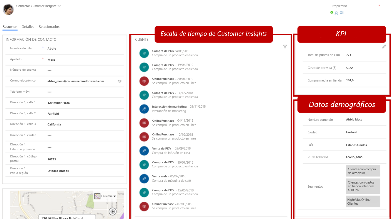 Captura de pantalla que muestra Customer Insights - Data en Dynamics 365