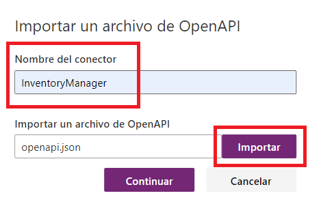 Importación de archivos de OpenAPI