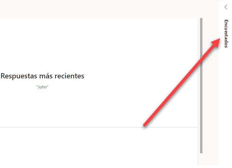A la derecha del informe, una flecha señala al menú Encuestados.